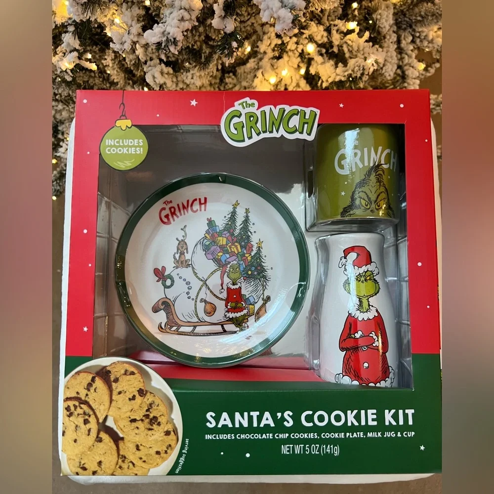 The Grinch Santa’s Cookie Kit – Plate, Mug, Milk Jug + Cookies | New in Box‎